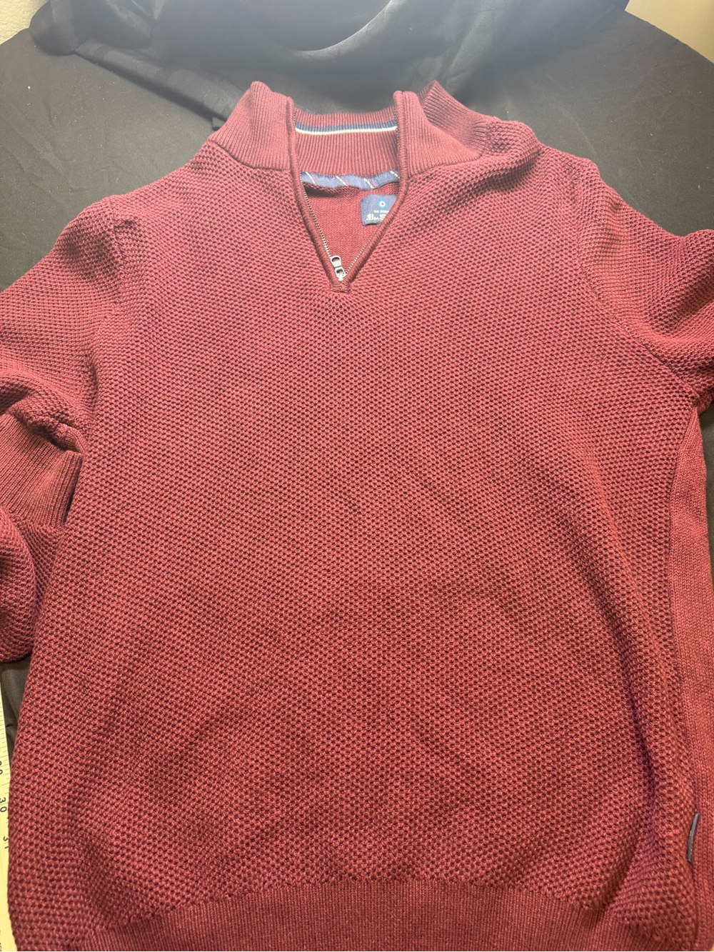 Ben Sherman Men's Zip Mock Neck Sweater - Burgundy (L)